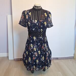 Foxiedox Anthropologie Mini Dress Sz XS Andora Farfara Floral Cottagecore Whimsy
